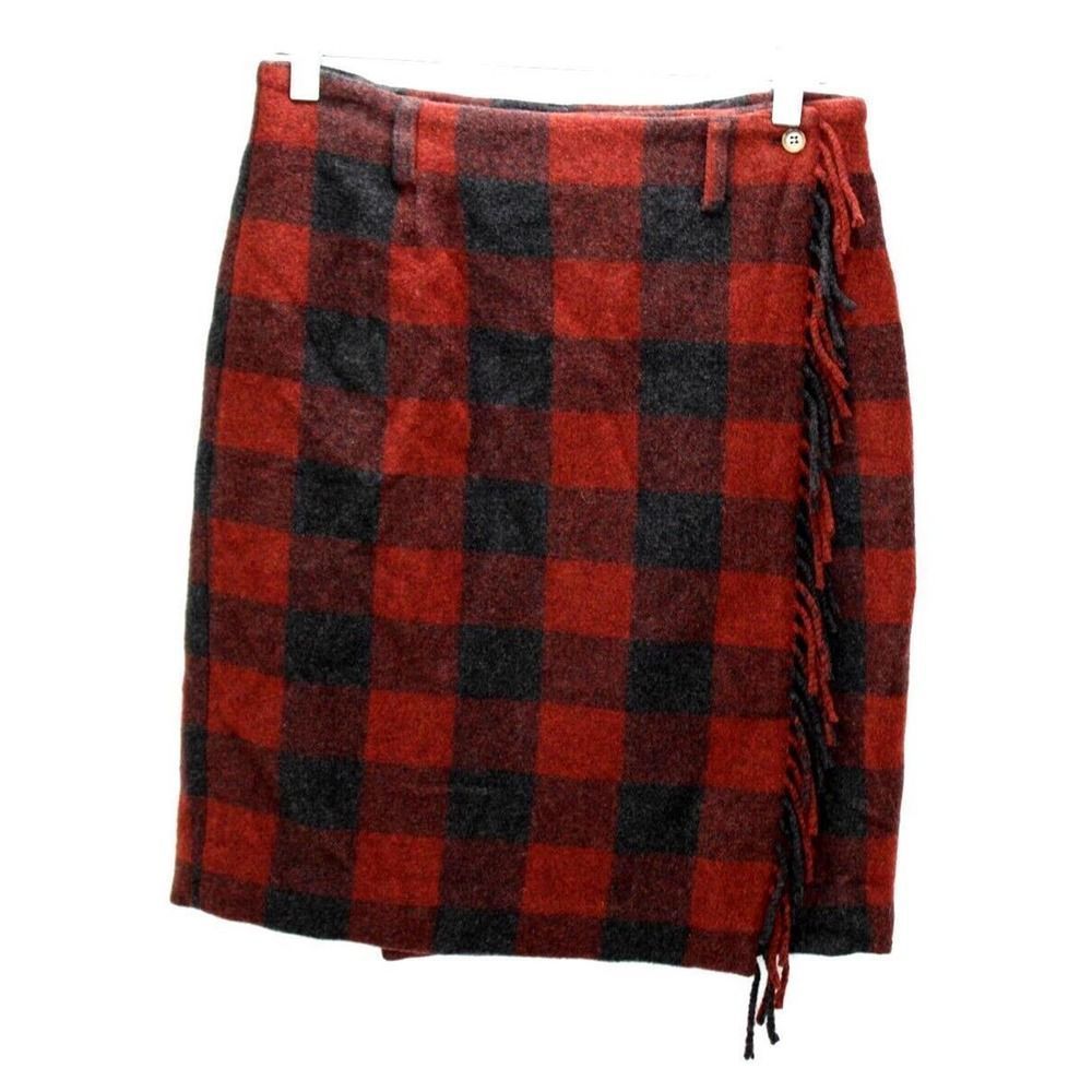 Breeches Vintage Wool Plaid Schoolgirl Preppy Wrap Skirt Sz 12 Fringe Lined USA